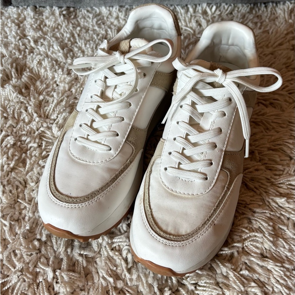 Zara Stylish Women's White and Tan Sneakers size 7